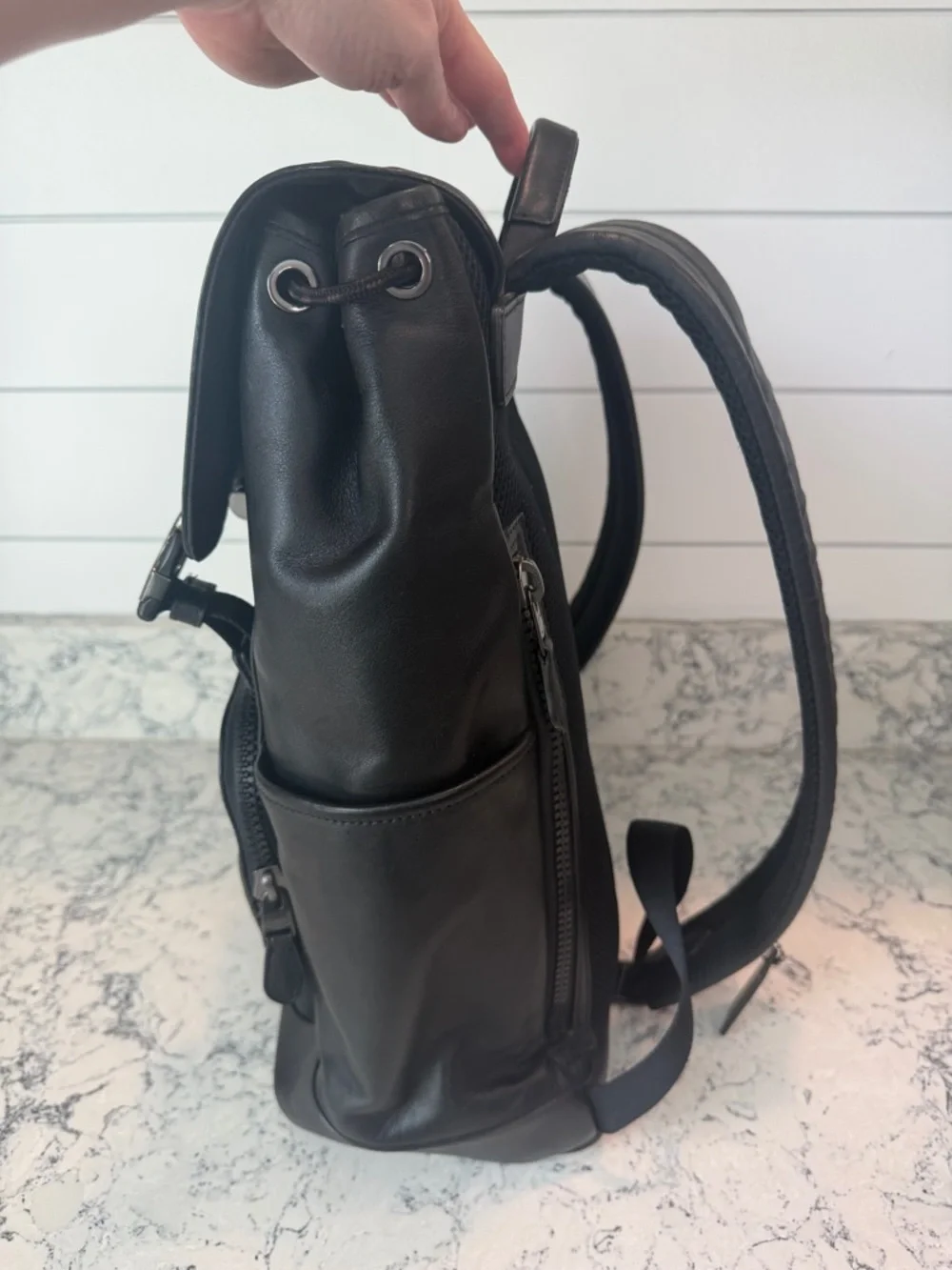 Coach Track Backpack Black leather gunmetal closures - Picture 9 of 16